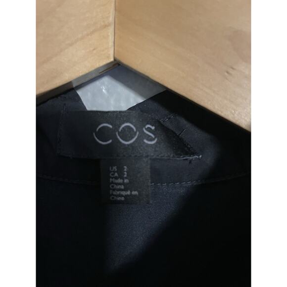 COS Womens Poplin Tunic Shirt Dress Size 2 Black Silk Blend Button Up Modern - Picture 4 of 8